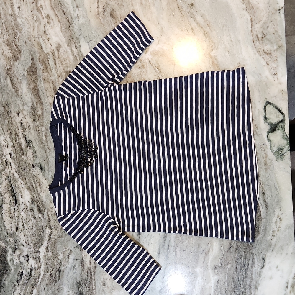 J Crew striped sort sleeve top